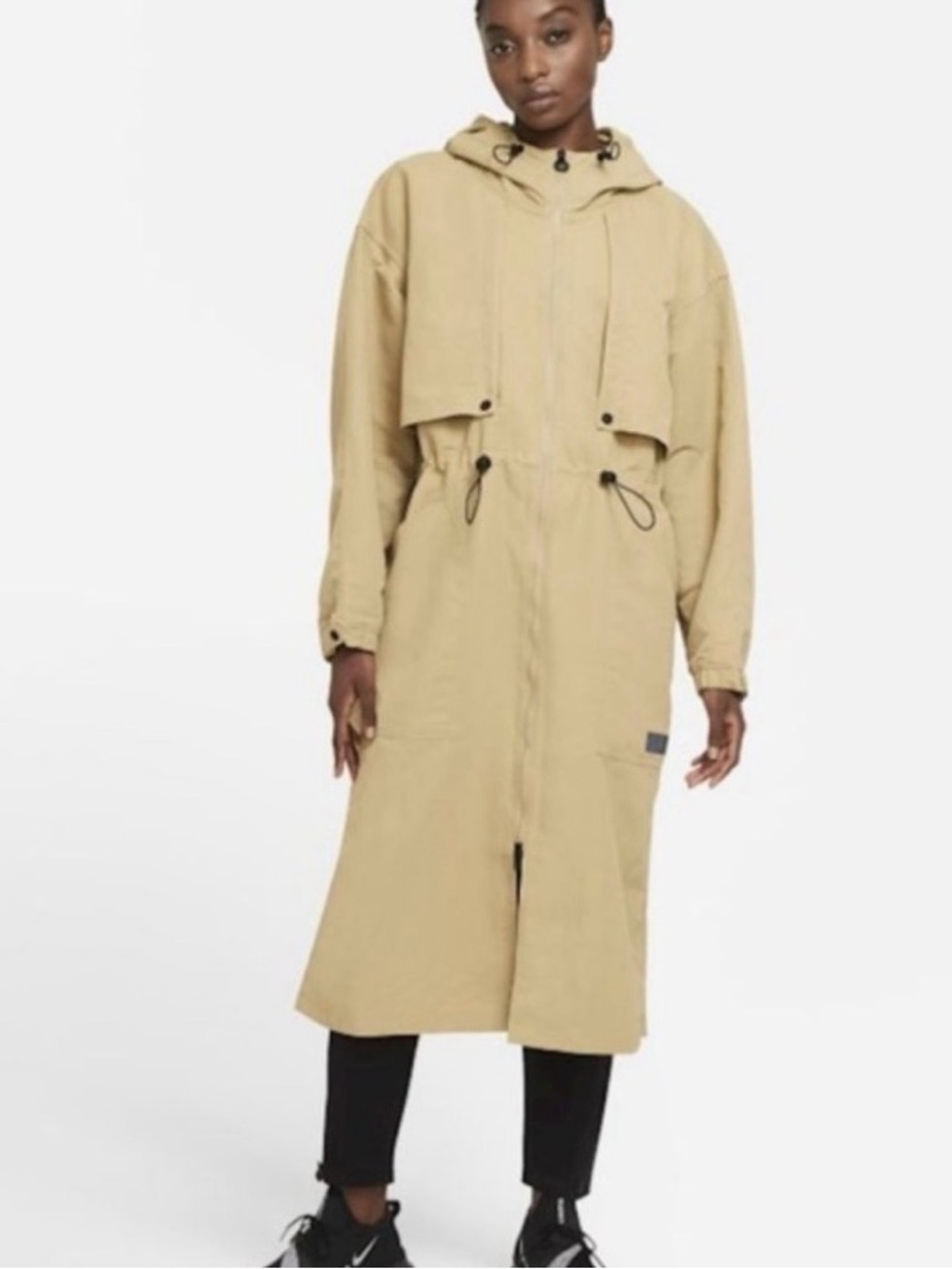BNWT NIKE City Ready Packable Training Hooded Trench Coat in Khaki Size XL
